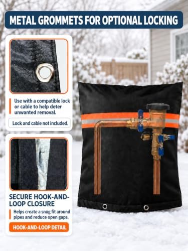 Bitubi Insulated Backflow Cover for Freeze Protection, 24" W x 24" H, Black - Image 4