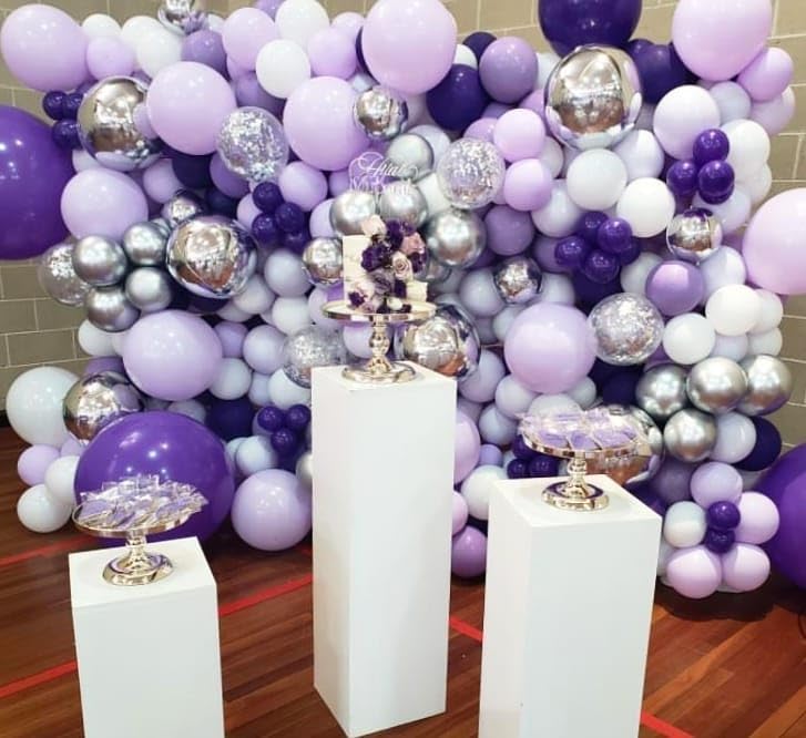 150Pcs Purple Balloons Garland Arch Kit - 5 10 12 18 inch Lavender Pastel Metallic Purple Confetti Balloons Silver White Latex Balloon for Girl Birthday Baby Shower Princess Party Decorations - Image 7
