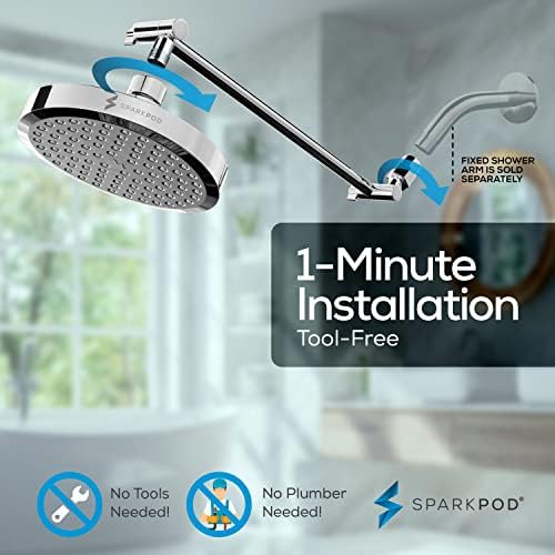 SparkPod 6" Round Rain Shower Head with 16" Shower Arm - Image 6