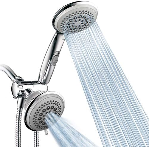 Hotel Spa PowerSpa Top American Brand High Pressure 3-way Luxury Overhead/Handheld Shower Head Combo with 63 Flow Settings, Water Saving Hand Pause Switch and Stainless Steel Hose by HotelSpa