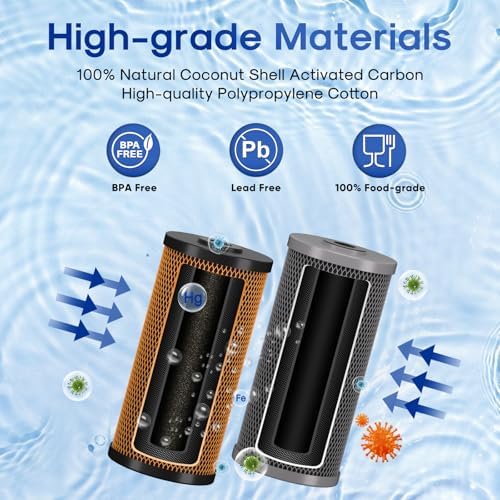 ICEPURE 2-Stage 10" x 4.5" Whole House Carbon Water Filter Set, KDF Heavy Metal Removal Cartridge and Lead Removal Cartridge Replacement for WFHDC8001, CB-BB-10, FXHTC, Pack of 1 - Image 3