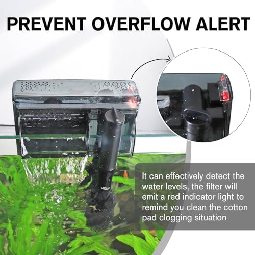 hygger Aquarium HOB Filter 210 GPH for 20-40 Gallon Fish Tank Power Filter with Adjustable Water Flow Extendable Intake Tube External Hang-On Back Filter - Image 5