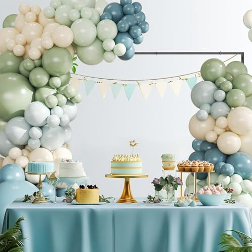 Dusty Blue Sage Green Balloon Arch Kit for Baby Shower Decorations - Image 2
