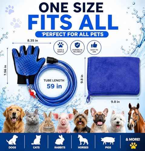 Dog Bath Glove & Sprayer – 3-in-1 Pet Bathing Tool for Washing, Scrubbing & Deshedding – Connects to Garden Hose – Adjustable Water Pressure – Easy Rinse Dog Shower – Gift for Dog Owners - Image 7