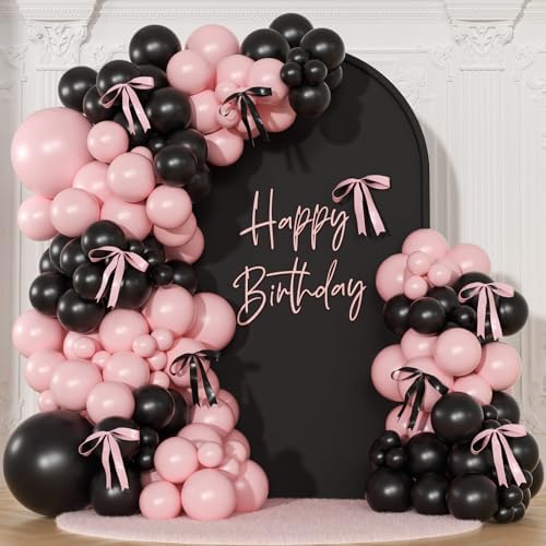141Pcs Pink and Black Balloon Arch Kit, Birthday Decorations by NUTTYBASH