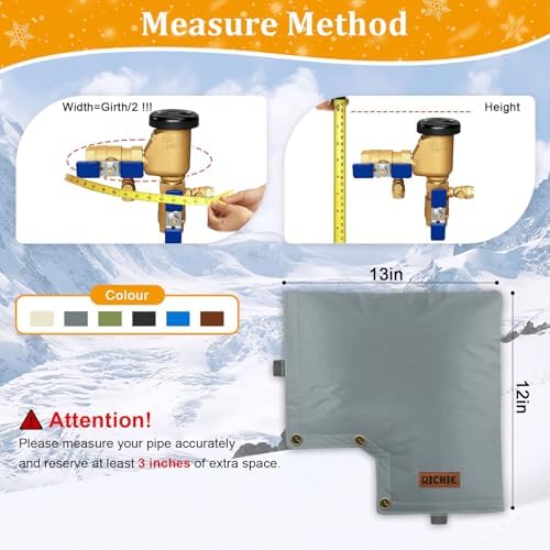 Backflow Preventer Insulated Cover (5°F) for Winter Freeze Protection, 13" W x 12" H Thickened Pressure Vacuum Breaker & Well Pump Cover, Outdoor Waterproof Insulation Pouch for Sprinkler Valve, Grey - Image 2