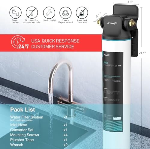Frizzlife SW20 Under Sink Water Filter System, NSF/ANSI 53&42 Certified, 0.5 Micron Reduces 99.99% Lead, Chlorine, Bad Taste & Odor, Direct Connect Water Filter, 3 Years High Capacity, USA Tech - Image 5