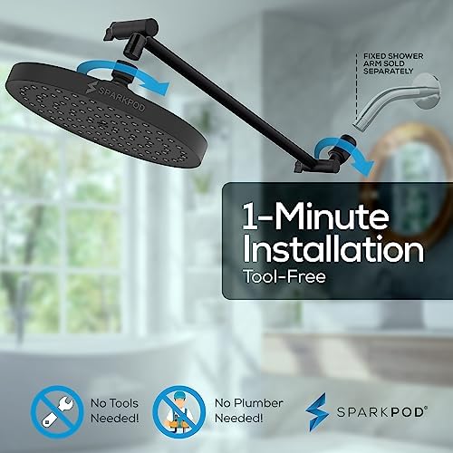 SparkPod 8" Round Rain Shower Head with 16" Shower Arm - Image 6