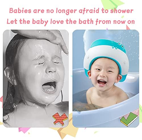 Baby Shower Cap Shield, Shower Cap for Kids, Visor Hat for Eye and Ear Protection for 0-9 Years Old Children,Cute Dinosaur/Crocodile/Hippo shape Makes the Baby Bath More Fun (Crocodile, Yellow) - Image 5
