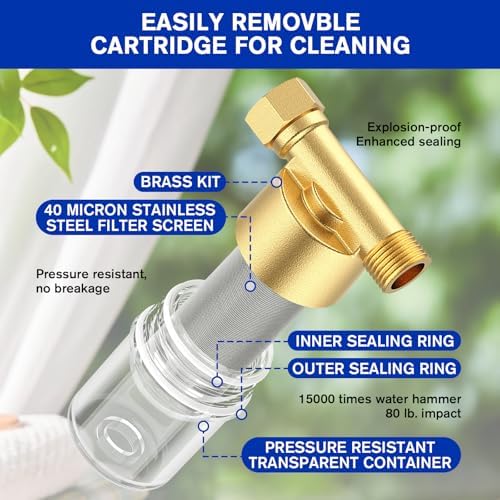 Pacify 40 Micron Brass Sediment Filter, Reusable Washer Water Filter - Image 2