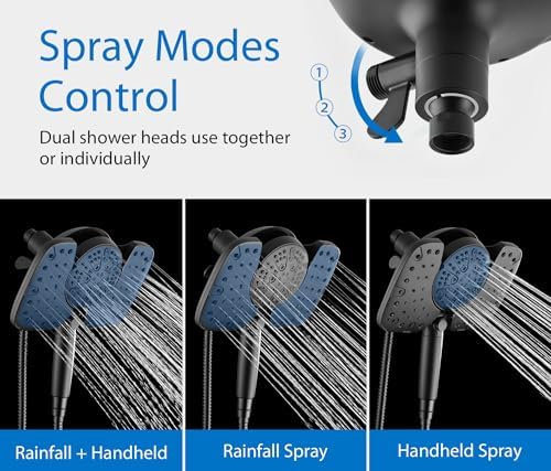 INAVAMZ Rain Shower Head with Filtered Handheld Spray Combo Black 2.5 GPM - Image 3