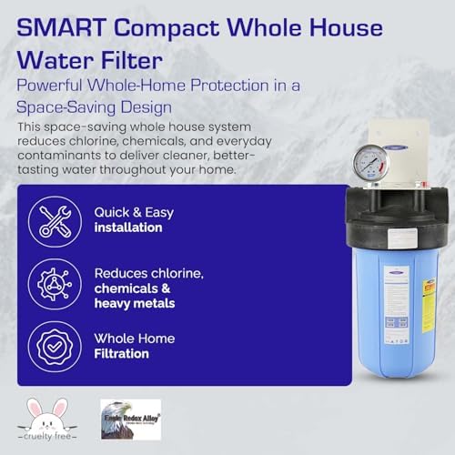 Crystal Quest Compact Whole House Water Filter, SMART Series (3-6 GPM | 1-2 People) - 1-1/2" - 1-1/2" - Image 2