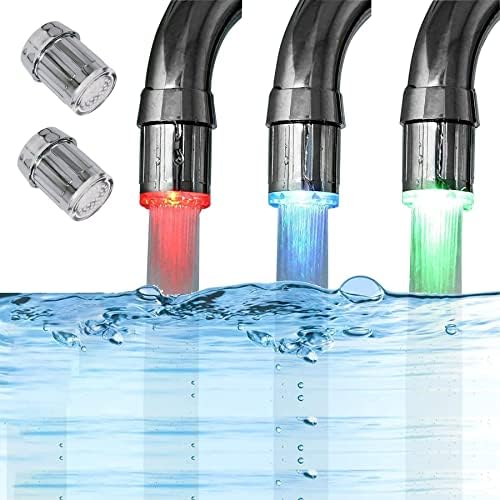 2 Pack 3-Color Temperature Sensitive Gradient LED Water Faucet Light - Color Changing Tap for Kitchen & Bathroom by Dogxiong