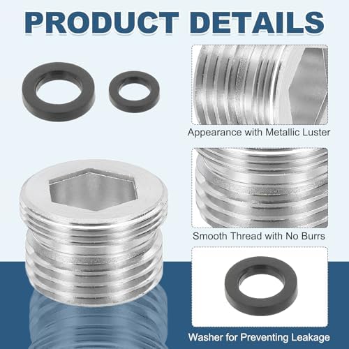 uxcell Faucet Aerator Adapter, 1/2" Male to M22 Male with Washer, 15mm Length - Image 3