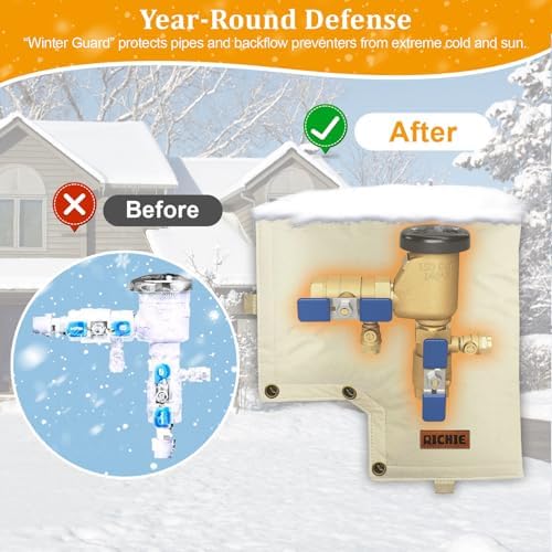 Backflow Preventer Insulated Cover (5°F) for Winter Freeze Protection, 13" Wx12 H Thickened Pressure Vacuum Breaker & Well Pump Cover, Outdoor Waterproof Insulation Pouch for Sprinkler Valve, Beige - Image 4