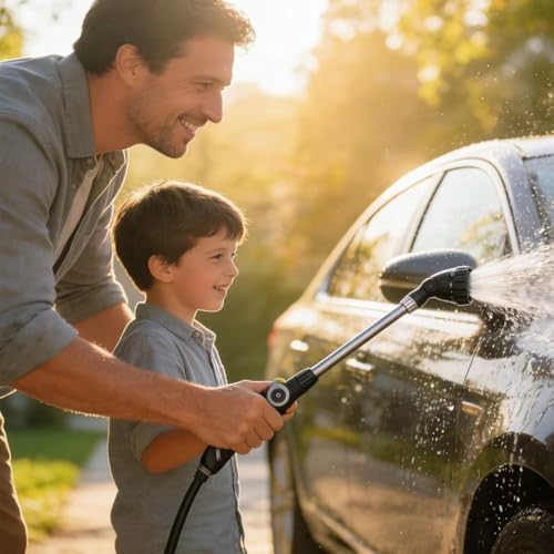 Watering Wand for Hanging Baskets & Windows, Lightweight 6-Spray Wand, Ergonomic Nozzle for Garden, Patio, Car Cleaning (Silver- Black, 22 Inch) - Image 3