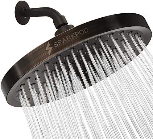 SparkPod Rain Shower Head, 8 Inch Round, Vintage Oil-Rubbed Bronze Finish by SparkPod