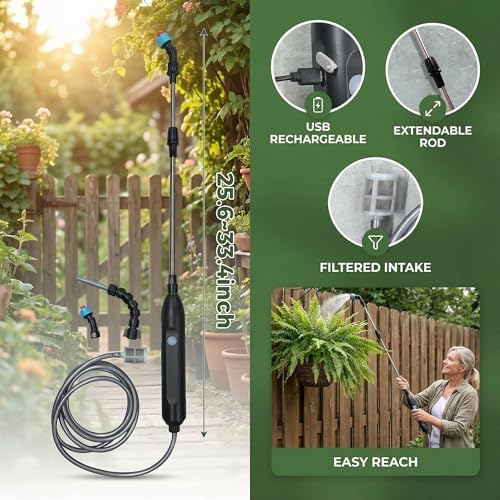 Cordless High-Reach Plant Waterer - Rechargeable Sprayer with Long Wand - Image 6