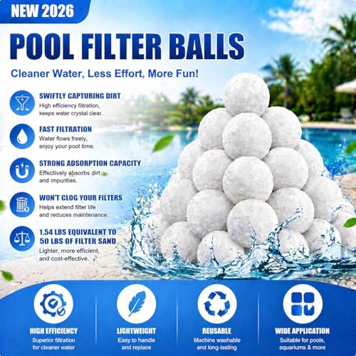 1.54 Lbs Pool Filter Balls, Eco-Friendly Filter Balls for Swimming Pool Sand Filters, Lightweight and Reusable Fiber Ball, Replace 50 lbs Pool Filter Sand (1.54, Pounds) - Image 2