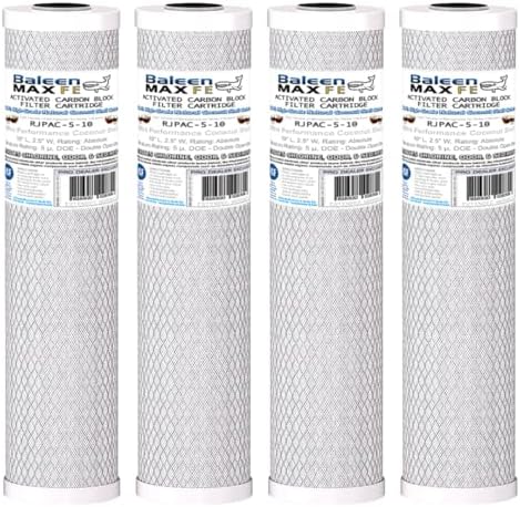 5 Micron 10 x 2.5 CTO Carbon Block Whole House Water Filter Cartridge 4Pack by BaleenFilters