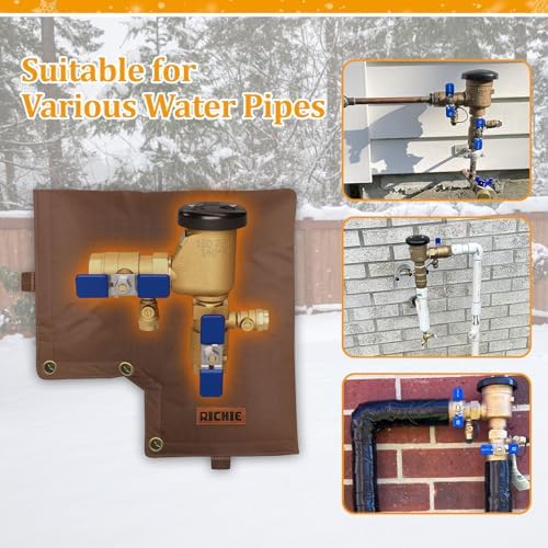 Backflow Preventer Insulated Cover (5°F) for Winter Freeze Protection, 13"W x 12"H Thickened Pressure Vacuum Breaker & Well Pump Cover, Outdoor Waterproof Insulation Pouch for Sprinkler Valve, Brown - Image 7