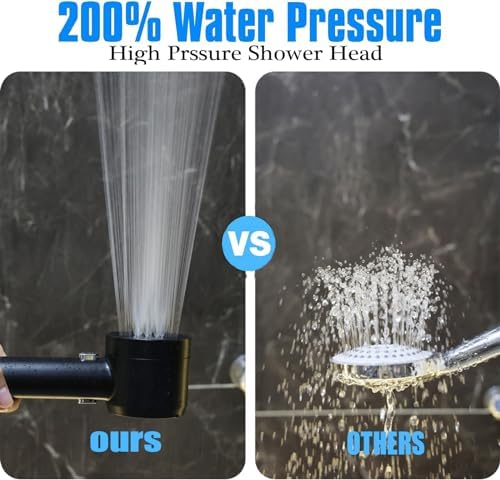 High Pressure Shower Head with Handheld,Shower Head with Filter with Pause Switch Water Saving Filter Showerhead, Filtered Shower with Hose, Bracket and Cotton Filter, Make Bathing Healthier (black) - Image 2