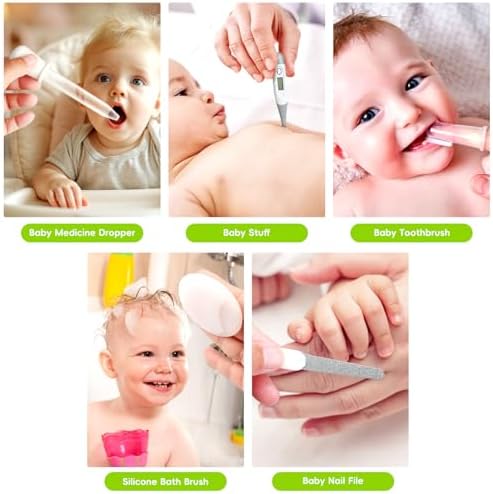 Baby Healthcare and Grooming Kit, Portable Baby Safety Care Set, Baby Essentials kit for Newborn(Grey White 13 in 1) - Image 6