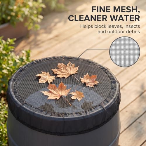 Rain Mesh Screen, Rainwater Barrel Debris, Filter for Rain Barrel, Black Rain Water Collection Bucket Netting Cover with Adjustable Drawstring for Prevents Mosquitoes Leaves Debris Rain Barrels - Image 4
