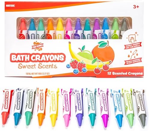 Tub Works® Sweet Scents Smooth™ Bath Crayons Bath Toy, 12 Pack | Nontoxic, Washable Bath Crayons for Toddlers & Kids | Unique Formula Draws Smoothly & Vividly on Wet & Dry Tub Walls | Scented Crayons by TubWorks