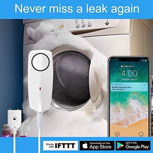 Water Alarm Sensor with 80dB Loud Sound WiFi Leak Detector, Overflow Leak Alarm, Remote Monitoring leaker for Water Heater Basement Sewage Pump, TUYA/Smart Life APP Notification - Image 3