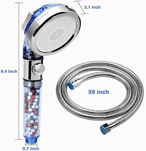 High Pressure Shower Head with Hose, REHAVE Water Saving RV Handheld Shower Head, Shower Sprayer, 3 Mode, Handheld Spray Showerheads for Dry Skin Hair Loss, Purifying Filtration Mineral Stone Beads - Image 6