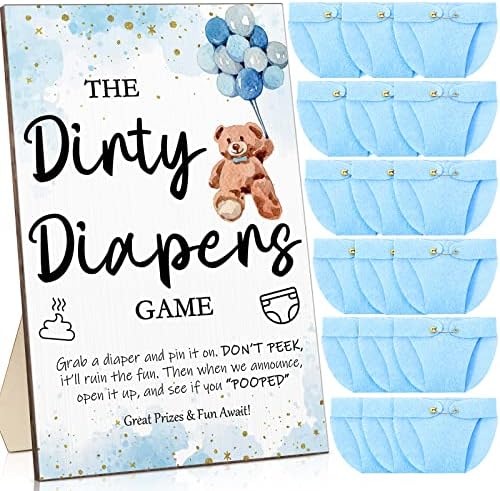Roowest 51 Pcs Dirty Diaper Baby Shower Games, Bear Blue by Roowest