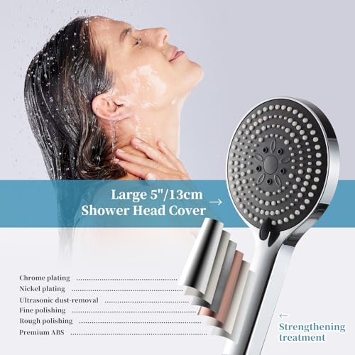 OFFO Handheld Shower Head, 6-Mode High Pressure Handheld Sprayer High Flow Large Powerful Boosting Handheld Showerhead for Low Water Pressure, Chrome Finish - Image 5