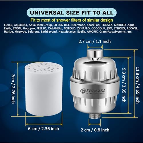 Pack of 2 FREZZEL Shower Filter Replacement Cartridges | Universal 17 Stage Shower Head Filter Refill for Showerhead Filter of Similar Design Hard Water Filter for Shower with Vitamin C Blocks Toxins - Image 5