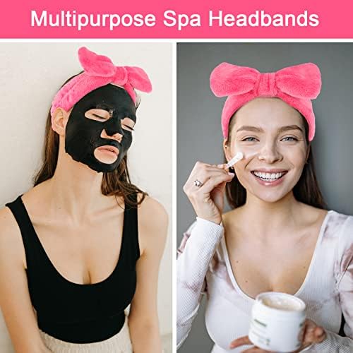 Ondder Spa Headband for Washing Face, Rose Red Terry Cloth with Cute Bow, Skincare Headbands for Women Girls, 8 Pack - Image 4