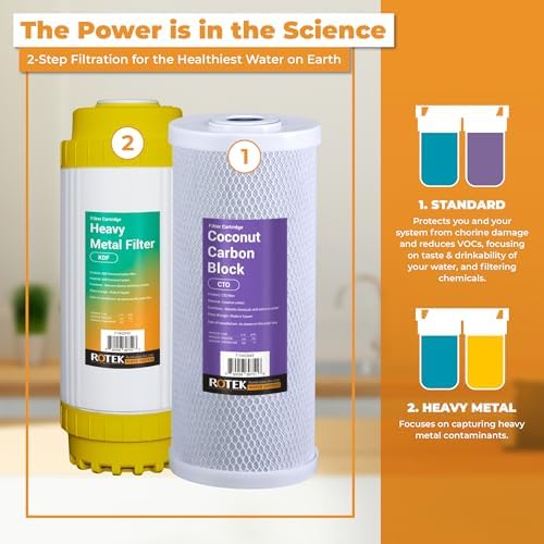 Rotek Water Systems Whole House Water Filtration System | 2-Stage Water Filter System | SED & KDF | Clean Drinking Water | Sediment & KDF Filter | Heavy Metal Reduction | 10 Inch - Image 5