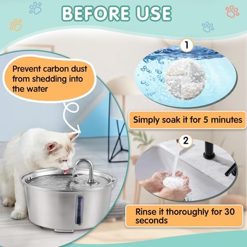 12 Packs Cat Water Fountain Filter Replacement Compatible with Round 2.2L/73oz Automatic Pet Water Fountain - Cat Fountain Filter for Stainless Steel Pet Fountain - Image 6