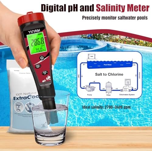 YINMIK Pool Chlorine pH Meter Digital Salt pH Tester for Salt Water Pool - Image 3
