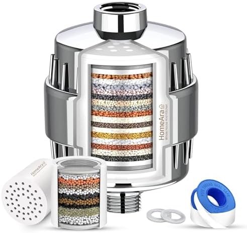 20 Stage Shower Filter for Hard Water - 1 Cartridge - Chrome by HomeAra