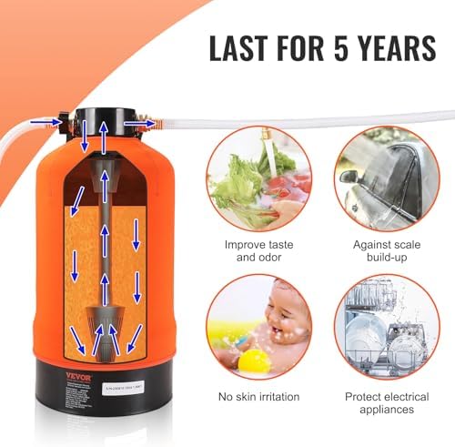 VEVOR RV Water Softener, 16,000 Grain Portable Water Softener, with 3/4" Brass Fittings and 42" Hose, Soften Hard Water Filter System for RVs, Trailers, Boats, Mobile Car Washing, Pressure Washing - Image 3
