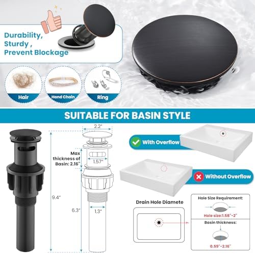 gotonovo Bathroom Faucet 1 Hole Vintage,Oil Rubbed Bronze,7.1” Spout Reach - Image 4