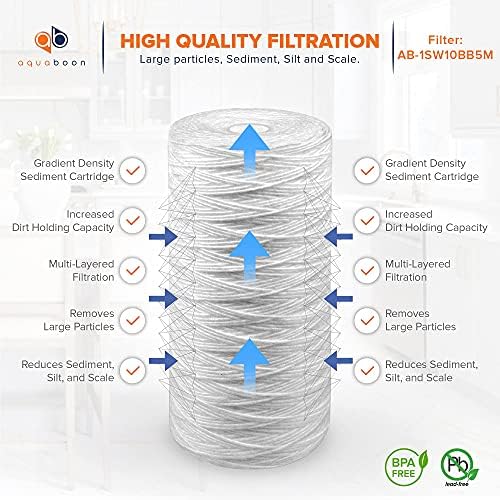 Aquaboon 5 Micron 10 x 4.5 String Wound Water Filter Cartridge 20-Pack - Image 3