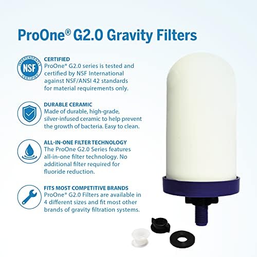 ProOne Traveler+ Stainless-Steel Gravity Water Filter System 2.25-Gallon Countertop Water Dispenser for Home & Travel with One 5” Filter & Wire Stand, Reduces Lead & Microplastcis - Image 4
