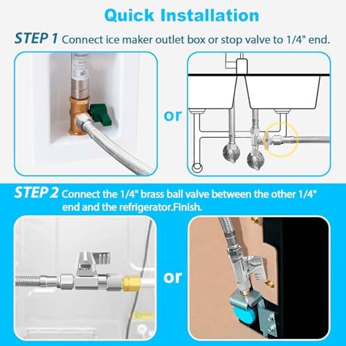 Refrigerator Water Line Kit - 20 FT Tubing with Valve for Ice Maker/Fridge - Image 4
