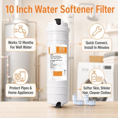 2-pack, Water Softener Filter Cartridges, 10-inch With 1/4-inch Quick Connector And Adapter, Cation Exchange Resin, Removes Calcium And Magnesium Ions - Image 3
