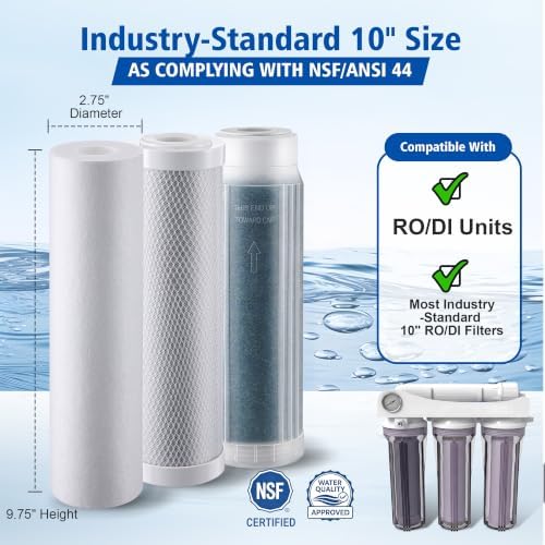 3-Stage RODI Filter Kit, Compatible with Aquatic Life, 10-Inch Replacement - Image 2