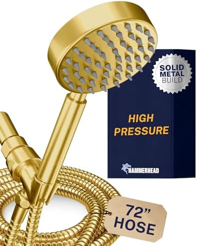 HammerHead Metal Handheld Shower Head High Pressure, 6ft Long Shower Hose by HammerHeadShowers