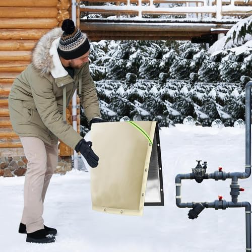 Opening Backflow Preventer Pipe Insulation Cover,24" Wx24 H,Khaki - Image 4