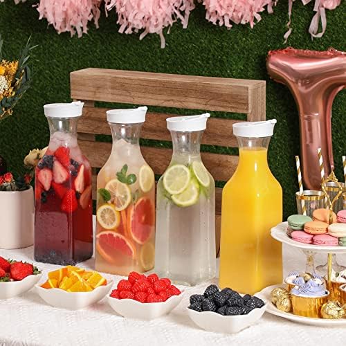 Plastic 8 PACK Large 50 Oz Water Carafe with Flip Top Lid, Square Base Juice Containers, Clear Plastic Pitcher - for Water, Iced Tea, Juice, Beverage, Milk, Cold Brew and Mimosa Bar - HAND WASH ONLY - Image 6