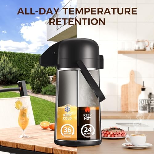Coffee Carafe for Keeping Hot, 64OZ Airpot Coffee Dispenser with Pump - Image 4